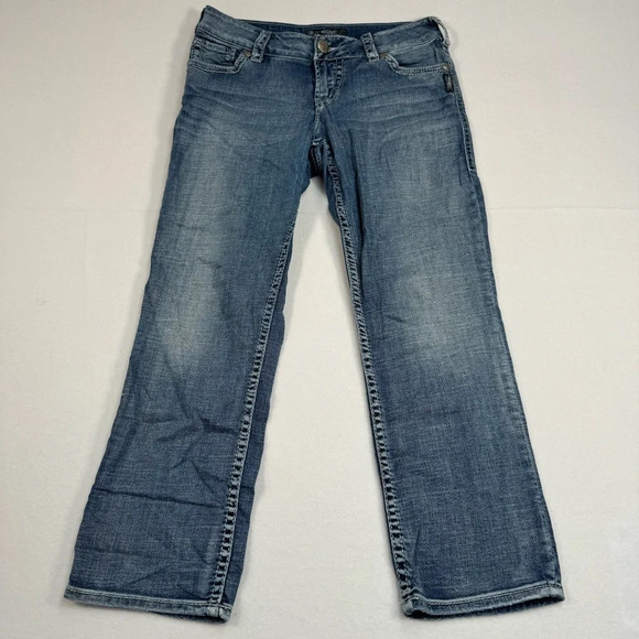 Silver Suki Capri Jeans Womens Size 29 Straight Leg Medium Wash Stretch Denim - Picture 1 of 12